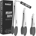 Tongs For Cooking (7+9+12 inch / Grey Silicone Tip 3Pcs)