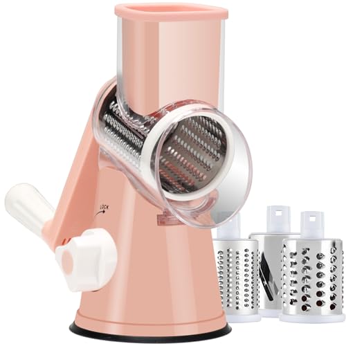 Rotary Cheese Grater with Handle (Pink)