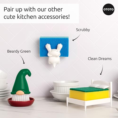 New! Beardy Gnome Dish Brush by Ototo (Beardy Green)