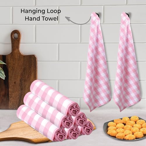 Kitchen Towels Cotton Dish Towels 20”x30” (20" x 30" (Set of 6) / 052 Pink/White - Checks)