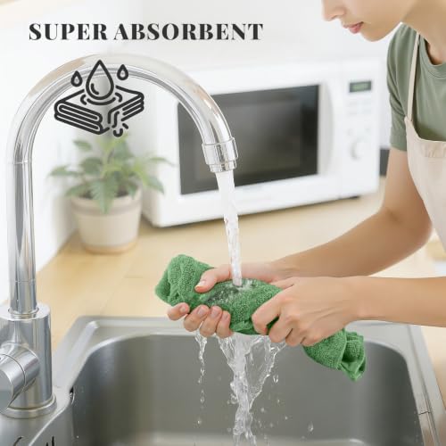 100% Cotton Kitchen Towels 18"x28" (Grass Green / 18 x 28 - 6 Pack)