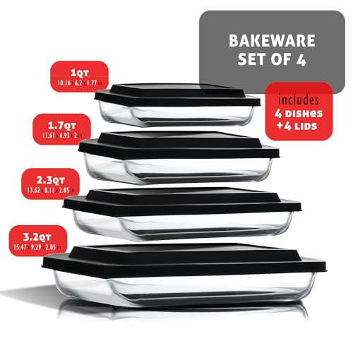 8pc Glass Baking Dishes for Oven (4 Pack)