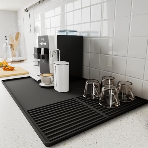 Silicone Coffee Mat with Raised Edges (Black / 11.8" x 19.7")