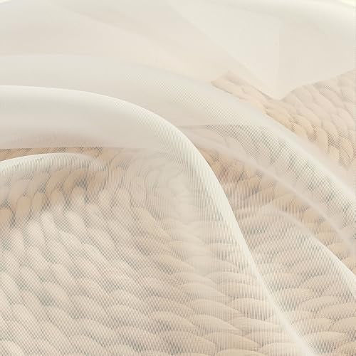 Cream Sheer Curtains 54 Inch Long 2 Panels (Cream / 59"W x 54"L (Pack of 2))