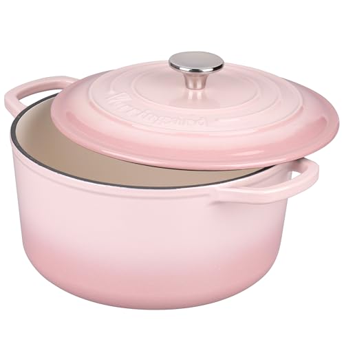 Enameled Cast Iron Dutch Oven Pot with Lid (6 QT / Pink)