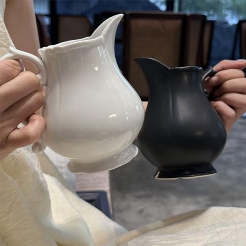 Vintage Embossed Ceramic Creamer and Sugar Bowl Set (White / Creamer Bowl Set)