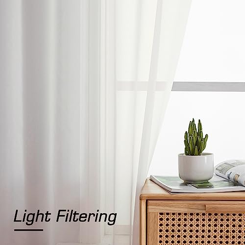 Short Sheer Curtains 30 Inches 2 Panels Set (Ivory / 42"W x 30"L (Pack of 2))