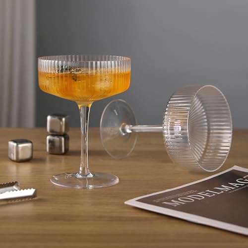 6 Pcs Ribbed Coupe Glasses (6 pcs)