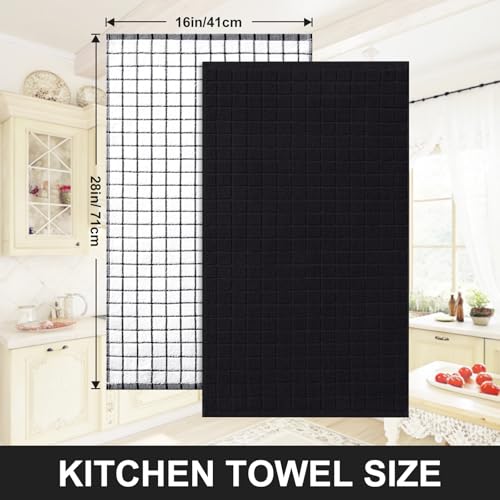 Large Premium Cotton Kitchen Towels 16"x 28" (Black / 16" X 28" - 6 Pack)