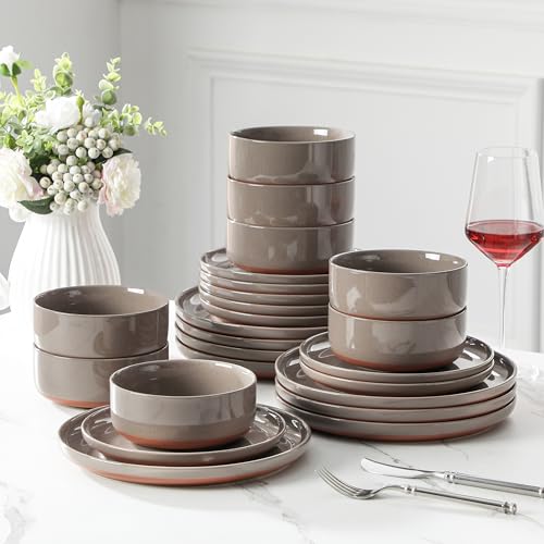 Plates and Bowls Sets (24 Pcs (Service for 8) / Brown)