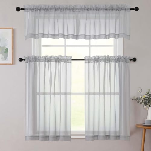 Light Grey Valances for Windows (Light Grey / 42"W x 14"L (Pack of 2))