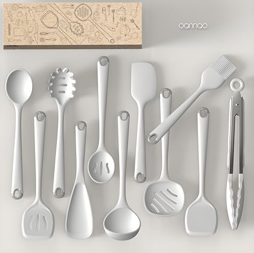 Silicone Kitchen Utensils Set (Cream White)