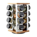 16 Jar Warner Revolving Countertop Spice Rack Organizer with Lift & Pour Caps and Spices Included (16-Jar Bamboo Revolving / 16-Jar)