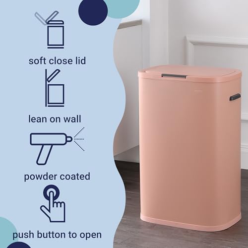 Tammi 14.5 Gal Slim Push Button Trash Can (Flamingo Pink)