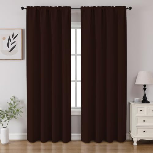 Blackout Curtains 108 inch Length 2 Panels Set (Chocolate / 52"W x 108"L (Pack of 2))