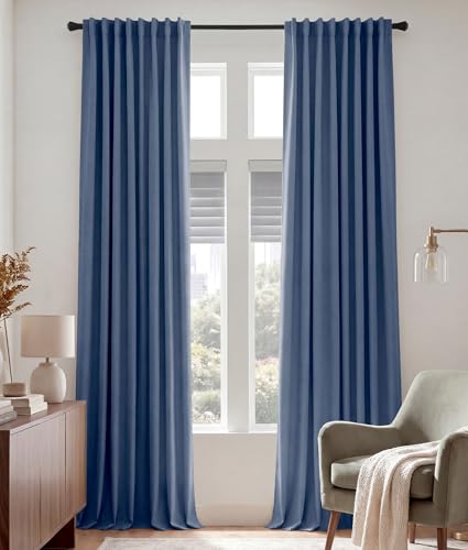 Extra Long Blackout Curtains 120 inches Long for Bedroom (Blue Haze / 52"W x 120"L (Pack of 2))
