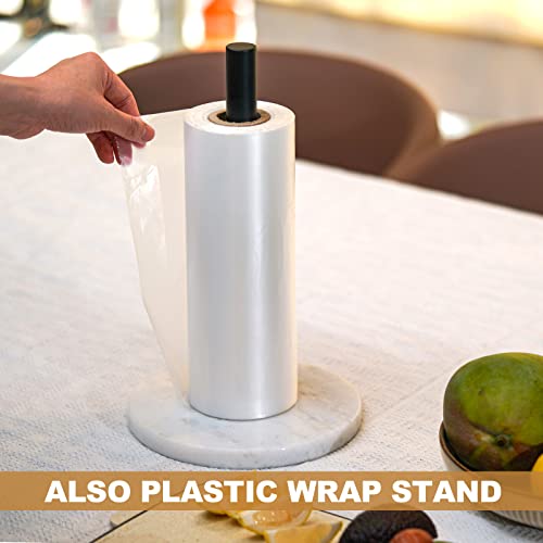 African Natural Marble Paper Towel Holder Countertop (White Marble-namib Fantasy Stone Rod / 7" Base)