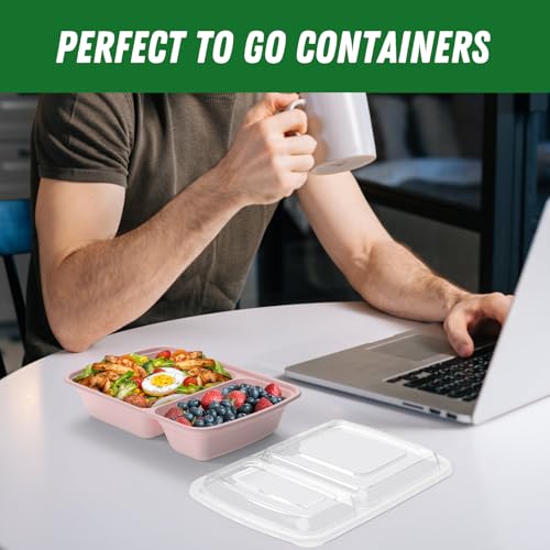 50 Pack 28 oz Meal Prep Containers with Lids 2 (Pink)