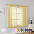 Yellow Short Sheer Curtains 45 Inch Length for Small Windows (Yellow / 42"W x 45"L (Pack of 2))