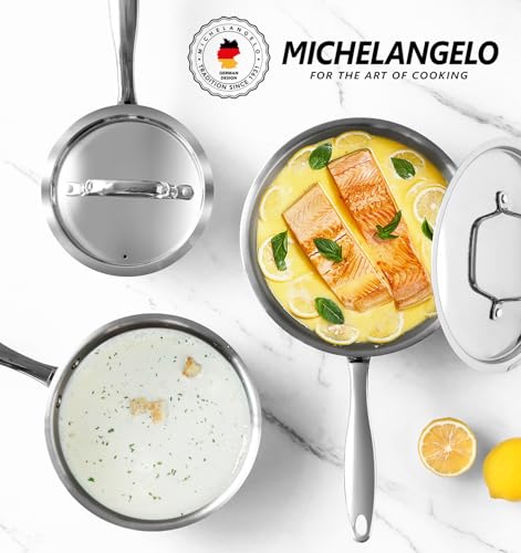 Stainless Steel Saucepan Set with Lids (Silver / 1+2 QT)