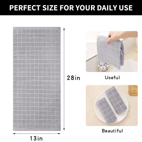 100% Cotton Terry Kitchen Towels (Light Grey / 13 X 28 - 8 Pack)