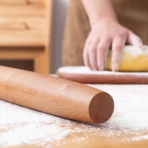 French Rolling Pin for Baking (15.75 Inches-Pointed / Brown)