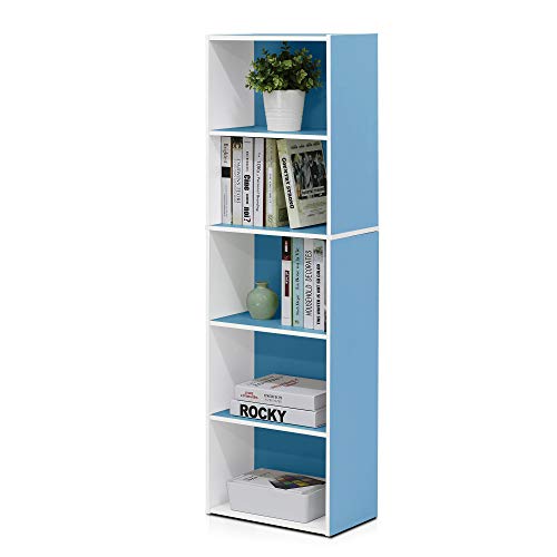LUDER Book Shelf (White/Light Blue / 5-Tier)