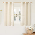 48 Inch Length Beige Sheer Linen Curtains for Windows 2 Panels Set (34"W x 48"L (Pack of 2) / Beige)