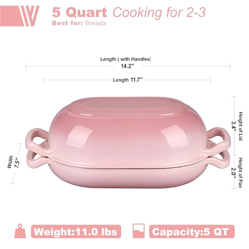Enameled Cast Iron Sourdough Bread Oven (5 QT / Pink)