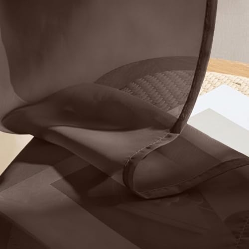 Chocolate Sheer Curtains 90 Inches Long 4 Panels 42 x 90 Inches (42"W x 90"L (Pack of 4) / Chocolate)