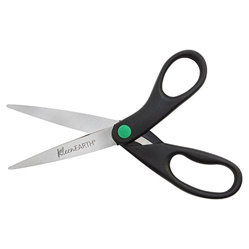 15179 8 Inch KleenEarth Recycled Scissors For Office and Home (Black, 2-Pack)