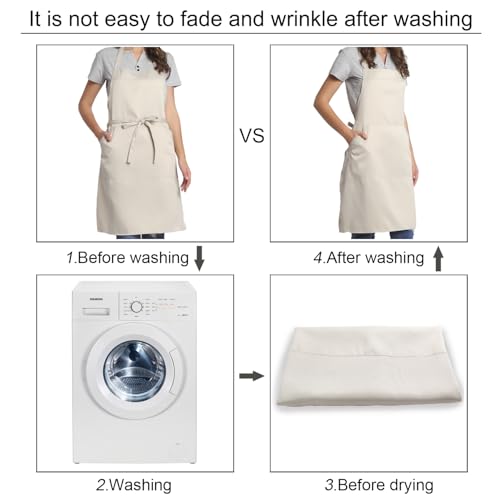 Adjustable Bib Apron with Pocket Extra Long Ties for Women Men (Blue)
