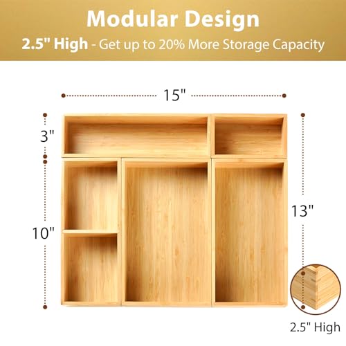 Drawer Organizer Storage Boxes (15 x 13 x 2.5" (5 Boxes))