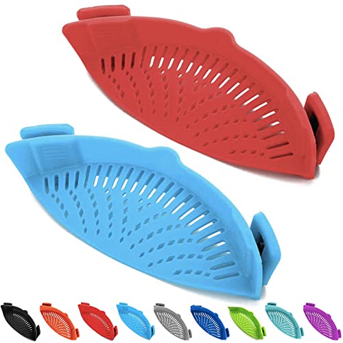 2 Pcs Clip on Strainers (Red, Blue)