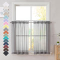 Charcoal Grey Sheer Curtains 36 inches Long (Charcoal Grey / 42"W x 36"L (Pack of 2))