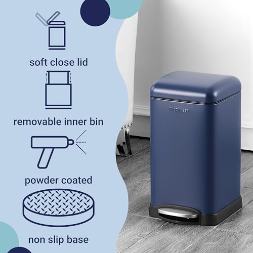 Betty Retro Mini 3.2 Gal Step Trash Can (Denim Blue)
