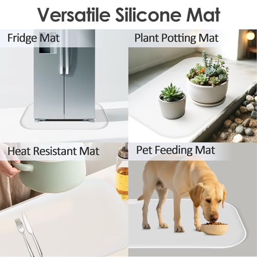 Silicone Coffee Maker Mat with Lip for Countertops (Translucent / 24'' x 16'')