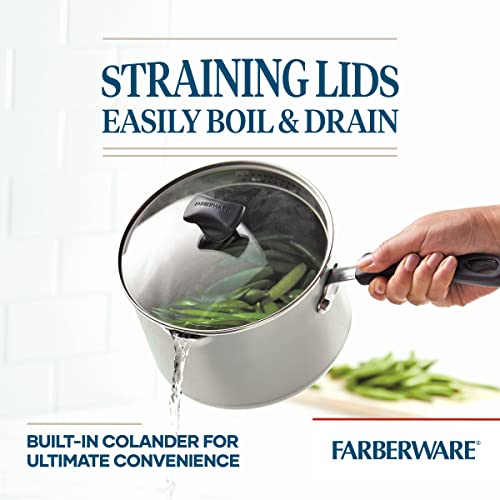 Cookstart DiamondMax Nonstick Straining Saucepan (Silver / 3.2 Quarts)