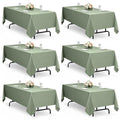 Linen Texture Table Cloths for 6 Ft Rectangle Tables (Sage Green / 102" x 60"-6 Pack)