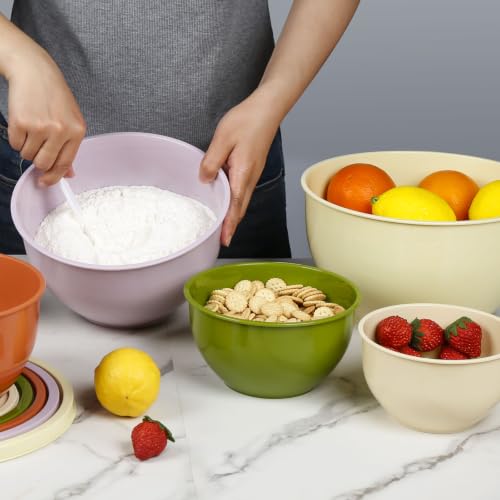 Plastic Mixing Bowls with Lids Set for Kitchen (Yellow)
