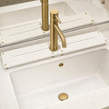 2PCS Stone Faucet Mat for Kitchen Sink (24"x 4" - White - Gold)