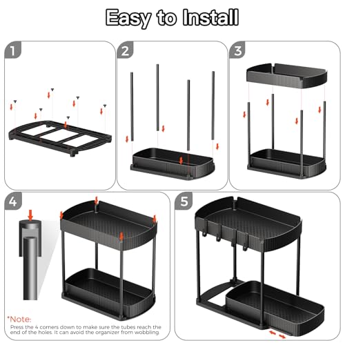 2 Packs Under Sink Pull (Black / 14.8 Inch)
