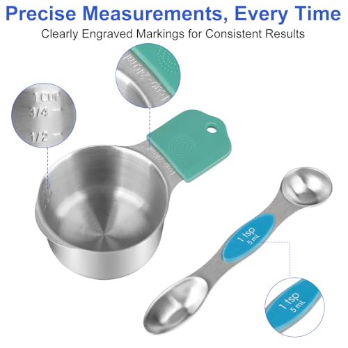 Magnetic Measuring Cups and Spoons Set (Light Colorful / Magnetic Measuring Cups and Spoons Set)