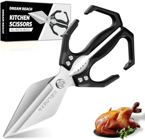 Heavy Duty Poultry Shears for Food with Black Ergonomic Handle (Black)
