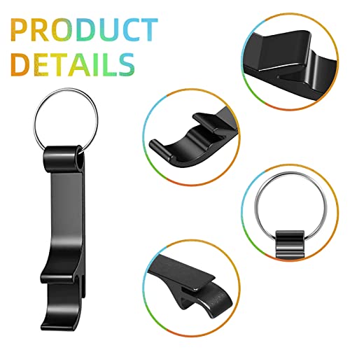 100 Pack Black Metal Bottle Opener Keychains (Black)