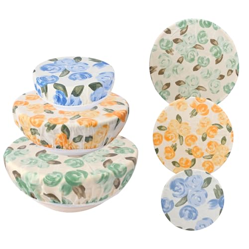 3 Pack Reusable Beeswax Bowl Covers for Bread Proofing (Roses)