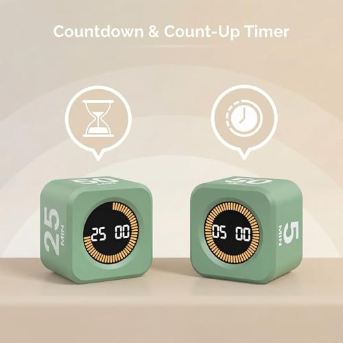 Pomodoro Cube Timer Productivity Visual Timer (Green)