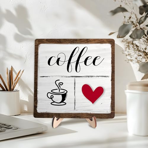 Vintage Coffee Bar Decor Sign (White&Brown7 / 5.9 x 5.9 x 0.32 inches)