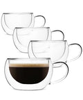 BTaT Double Walled Glass Coffee Mugs (Clear / 9 oz Coffee, Set of 4)