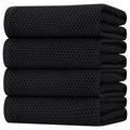 100% Cotton Oversized Waffle Weave Kitchen Towels 4 (Black / 20 X 28 - 4 Pack)